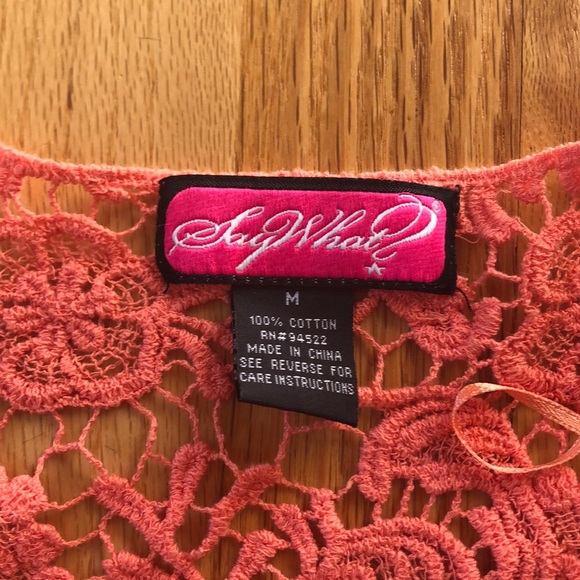 Peach lace long crop top - Picture 3 of 15